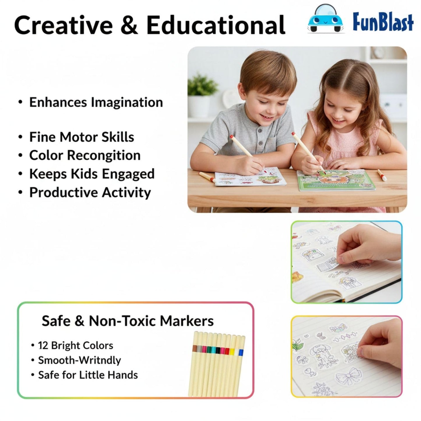 ColorPop StickerBlast Fashion Girl Coloring Kit – Markers + Sticker Activity Set
