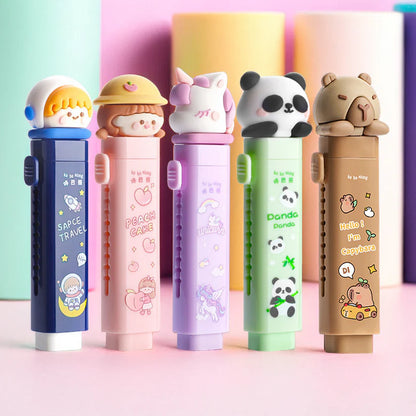 Cute Cartoon Push-Pull Eraser – Retractable Silicone Eraser for Kids