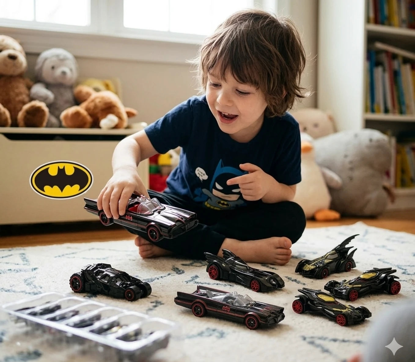 Superhero Bat Car Toy Set (Pack of 6) – Mini Die-Cast Action Cars for Kids