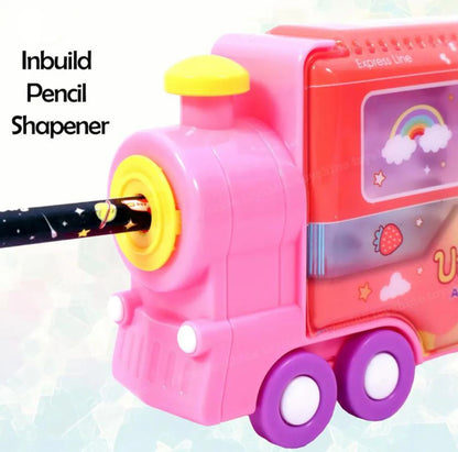 Unicorn Train Pencil Box for Kids – Multi-Compartment Storage Case with Wheels